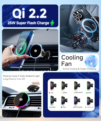 Qi2.2 25W Dual MagSafe Cup Holder Car Charger for iPhone 12 (Magsafe & Charger)