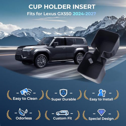 Center Console Cup Holder Inserts for Lexus GX550 2027 2026 2025 2024 (for 2024-2027 GX550)