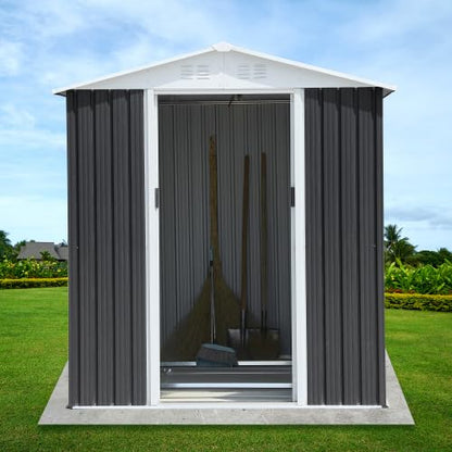 6x9 FT Outdoor Storage Shed (6x9 FT / Gray)