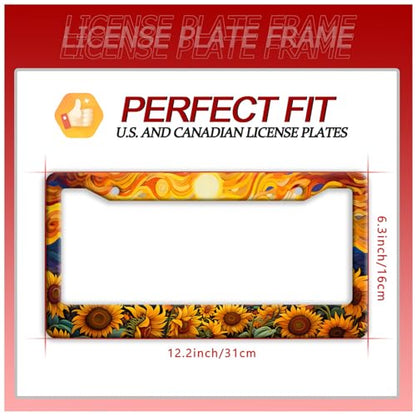 Sunflower Sun Flower Stainless Steel License Plate Frame for US Cars Decor (Sunflower Sun)