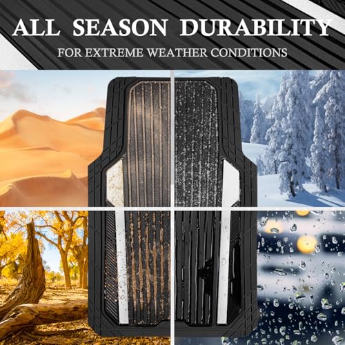 Heavy Duty Rubber Car Mats Metallic (Black White)
