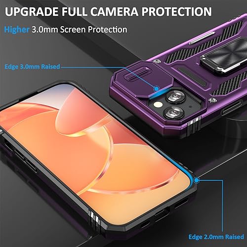 Heavy Duty Phone Case for iPhone 15Case with Camera Cover (★ iPhone 15 【6.1 inches】 / Purple)
