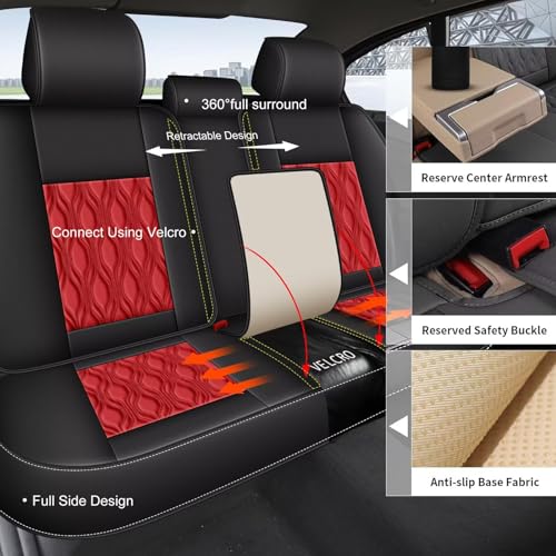 Full Set Waterproof Leather Seat Covers for Toyota Corolla 2000 (#067 Black&Red / 4.Corolla-5 Seat Covers Full Set)
