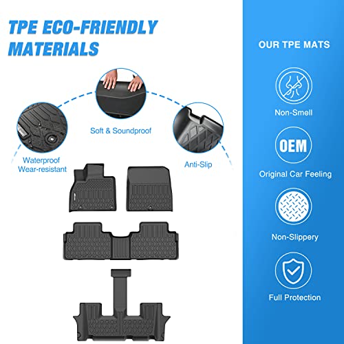 TPE Floor Mats for Kia Telluride with 2nd Bucket Seats (2020-2025 Kia Telluride)