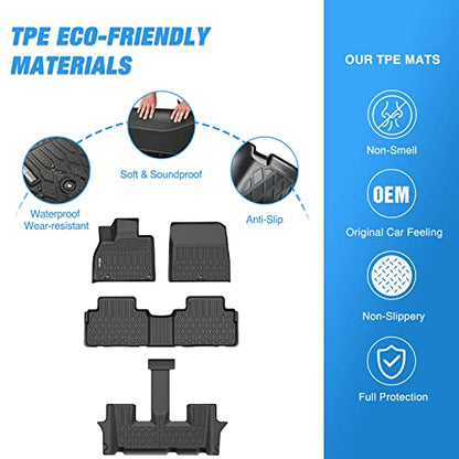 TPE Floor Mats for Kia Telluride with 2nd Bucket Seats (2020-2025 Kia Telluride)