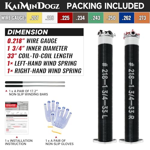 Pair of 1.75" Garage Door Torsion Springs Set with Non (0.218X1.75"X33")