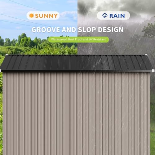 9.4x7.3 FT Shed Outdoor Storage Shed (Brown / 9.8'x7.6')