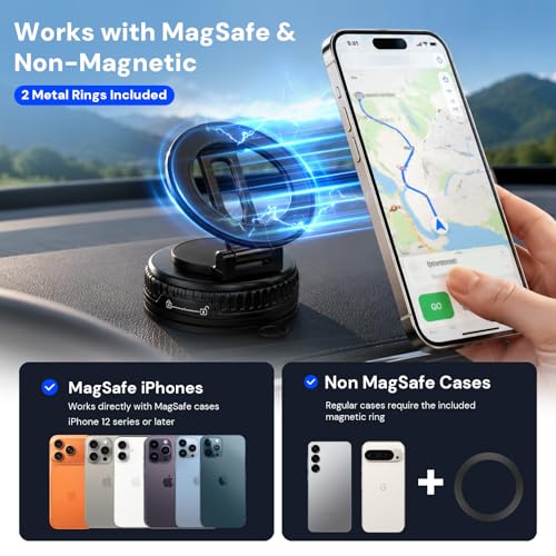 2026 Upgraded Magnetic Car Phone Mount for MagSafe (A. Upgrated J37-Black Base)