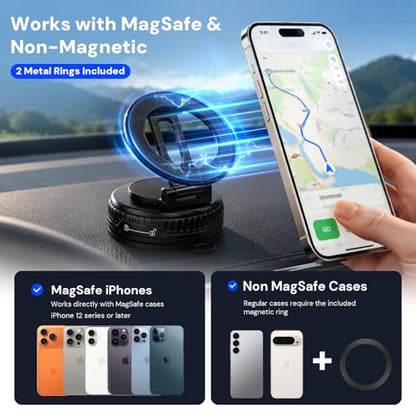 2026 Upgraded Magnetic Car Phone Mount for MagSafe (A. Upgrated J37-Black Base)