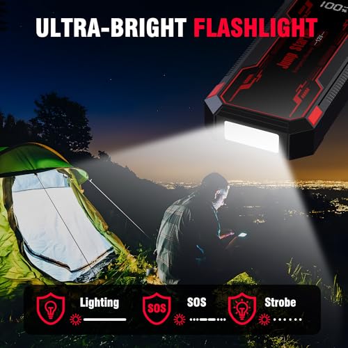 Car Jump Starter 6000A Car Battery Jump Starter Portable (A-Red)