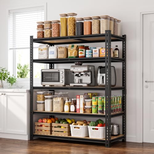 3000LBS Garage Shelving 72''H Storage Shelves Metal Shelving 5 Tier Metal Shelves Adjustable Pantry Shelf for Closet Pantry Basement Kitchen Warehouse 40" W x 17.8" D x 72" H (5T 40" W x 17.8" D x 72" H)