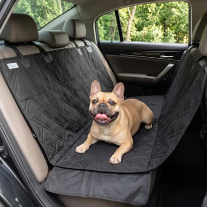 Bulldogology Dog Car Seat Cover 64"x60" Waterproof Heavy Duty Bench Dog Hammock Backseat Protector from Hair (Black / X-Large)