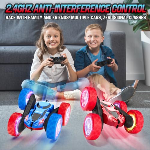 Remote Control RC Car for Kids 6 (Blue&red / Glow (Headlights & Wheel Lights))