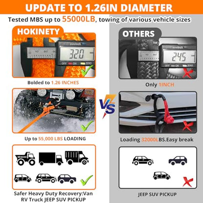 Kinetic Recovery Tow Rope (Orange / 1.26"x30ft)