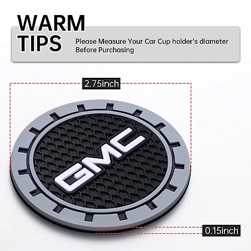 Car Cup Holder Coaster for GMC Sierra Denali Canyon Terrain Yukon Jimmy Acadia Recessed Silicone Cupholder Coaster Interior Accessories 2.75IN 2Pack 04 (Gray-07)