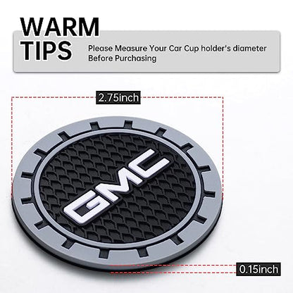 Car Cup Holder Coaster for GMC Sierra Denali Canyon Terrain Yukon Jimmy Acadia Recessed Silicone Cupholder Coaster Interior Accessories 2.75IN 2Pack 04 (Gray-07)