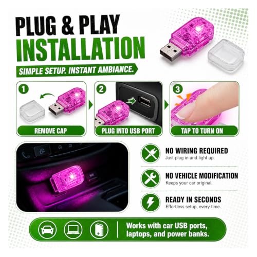 2PCS USB LED Car Night Light Bulb (Purple)