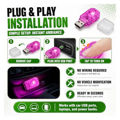 2PCS USB LED Car Night Light Bulb (Purple)