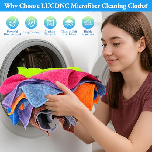 Microfiber Cleaning Cloths 16 Pack 8 Colors 11.5"x11.5"