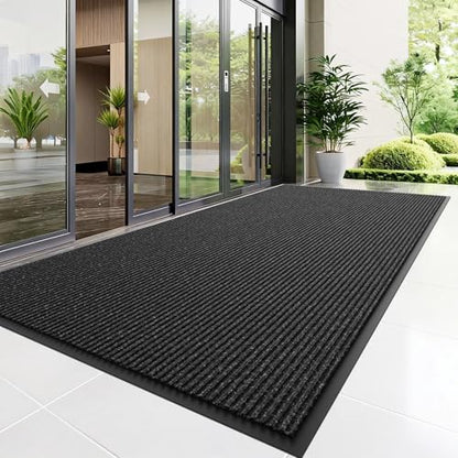 Front Door Mat (2' x 6' (Rectangular) / Black-stripe)