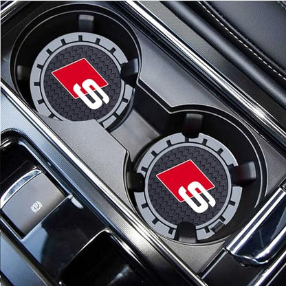 Car Cup Holder Coaster for Audi S Line Recessed Silicone Cupholder Coaster Interior Accessories 2.75IN 2Pack (Gray-05)