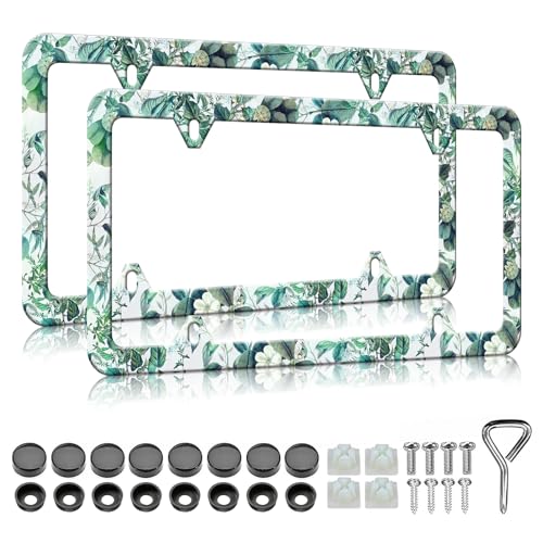 Green Leaves License Plate Frames (Green Leaves)