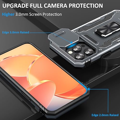 Phone Case for 16 Pro iPhone Case iPhone 16 Pro Phone Case with Kickstand Ring Holder (iPhone 16 Pro 【6.3 inch】 / Grey)