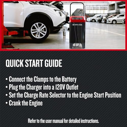 Wheeled 10A Car Battery Charger & Maintainer (250 Amp)