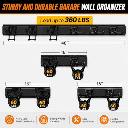 Garage Tool Organizer Wall Mount (48" Alloy Steel)