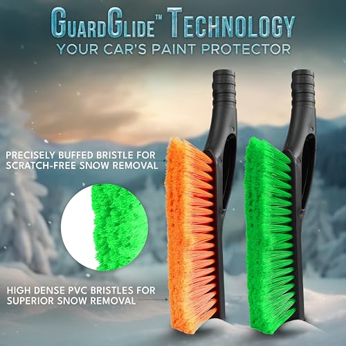 27" Aluminum Car Snow Scraper and Brush Ice Scraper with Foam Grip (Orange, Blue, Red & Green)