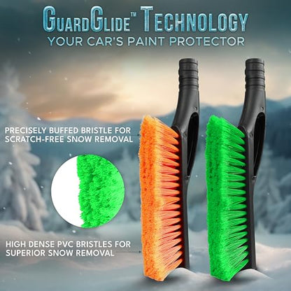 27" Aluminum Car Snow Scraper and Brush Ice Scraper with Foam Grip (Orange, Blue, Red & Green)