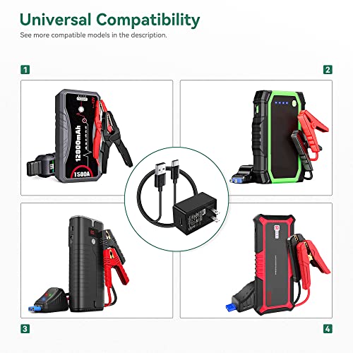 5V Type C Power Charger Compatible with NEXPOW Car Jump Starter 1500A 2000A Peak Battery Starter; GOOLOO GP2000 GT3000 Portable Car Jump Starter Adapter