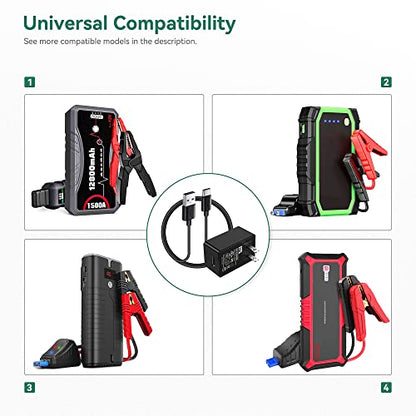 5V Type C Power Charger Compatible with NEXPOW Car Jump Starter 1500A 2000A Peak Battery Starter; GOOLOO GP2000 GT3000 Portable Car Jump Starter Adapter
