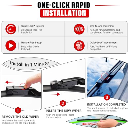3 Pack Windshield Wiper Blades Replacement for Toyota Prius 2016 (28"/16"/16")