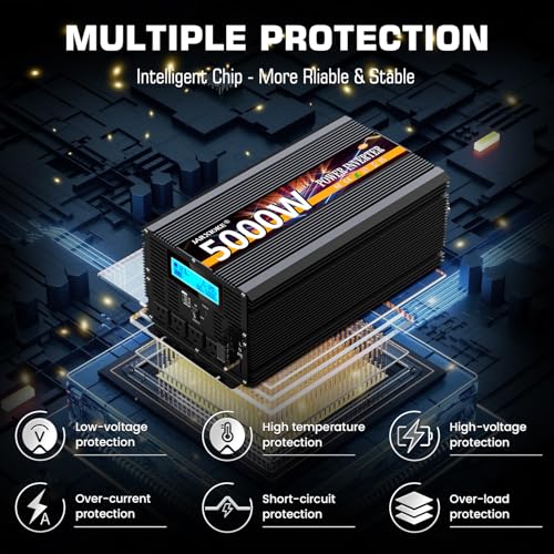 5000 Watt Power Inverter 12V DC to 110V 120V Converter for Family RV Off Grid Solar System Car with Type (12v-5000w)
