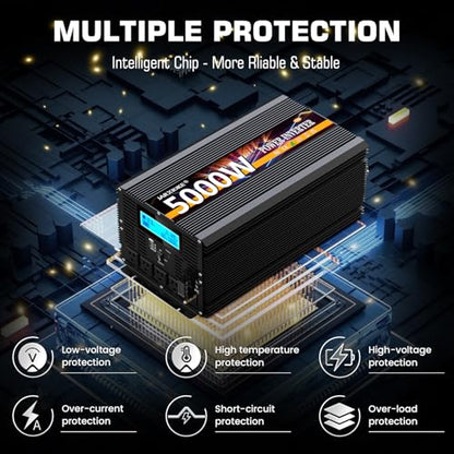5000 Watt Power Inverter 12V DC to 110V 120V Converter for Family RV Off Grid Solar System Car with Type (12v-5000w)