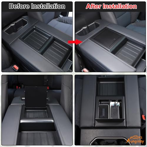 Armrest Hidden Storage Cover Lid for Toyota Tundra SR (Matte Black(B))