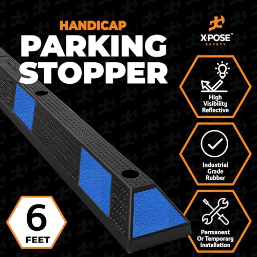 72" Heavy Duty Blue Rubber Parking Stopper (6 Pack)