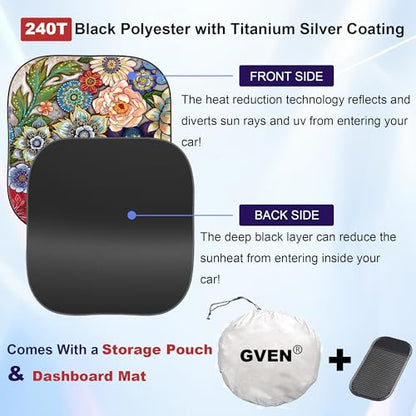Windshield Sun Shade for Car 2 (Florals / Large)