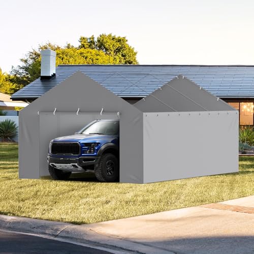 Carport Replacement Canopy Cover Side Wall 13 x 20 ft (Gray / 13x20ft)