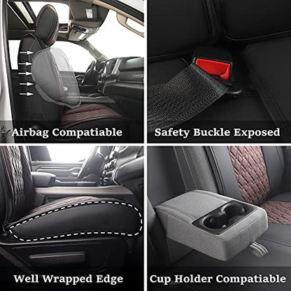 Car Seat Covers for Dodge Ram Full Set (5 PCS Full Set,Black-Brown)
