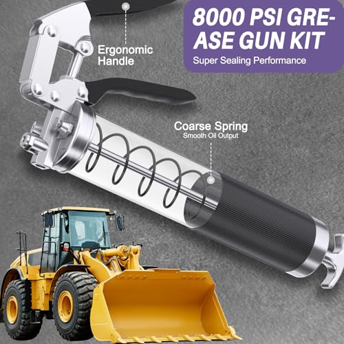 8000 PSI Heavy Duty Grease Gun Kit (yellow)