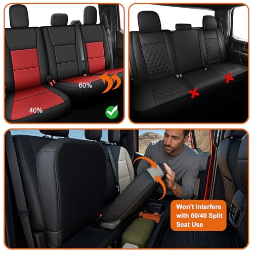 Custom Fit Seat Covers for Ford F150 2015 (Black/Red / 2015-2026 F150 SuperCrew Cab, Full Set)
