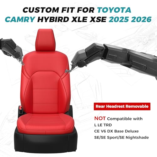 Custom Fit Seat Covers for Toyota Camry 2025 2026 Hybrid (Red / 2025-2026 Camry XLE XSE)