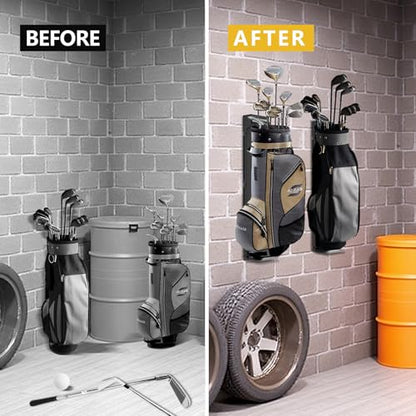 Wall Mount Golf Bag Storage Rack (Black)