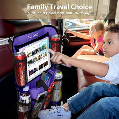 Car Backseat Organizer with Touch Screen Tablet Holder (Dark Purple-1 / 2 Pack)