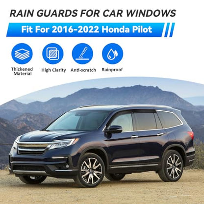 4pcs Window Visors Rain Guards for 2016 (2016-2022 Pilot)