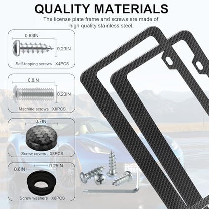 Carbon Fiber License Plate Frames (2-H CF TN-BW)