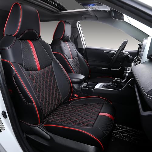 Custom RAV4 Seat Covers for 2019 (Black with Red Sport / 2019-2025 RAV4 Gas)