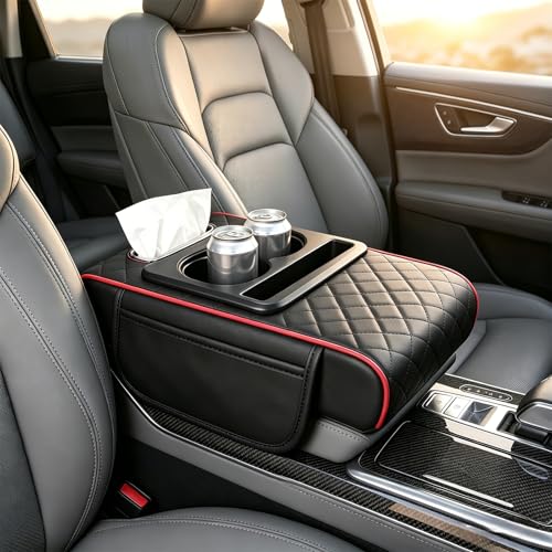 Car Armrest Cover (1 PC / Black & Red)